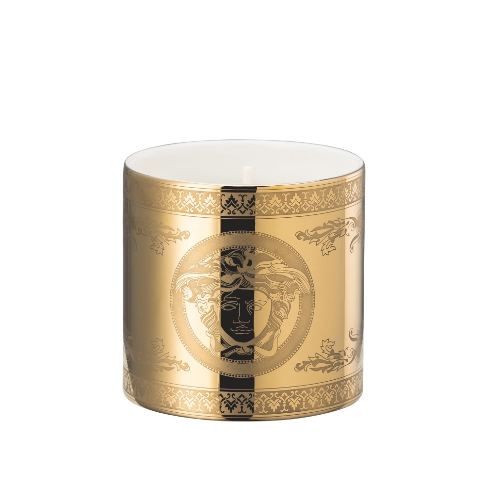 Rosenthal Versace Candeliere con candela profumata Golden Medusa