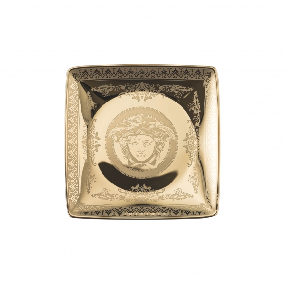 Rosenthal Versace Coppetta quadra piana Golden Medusa cm. 12
