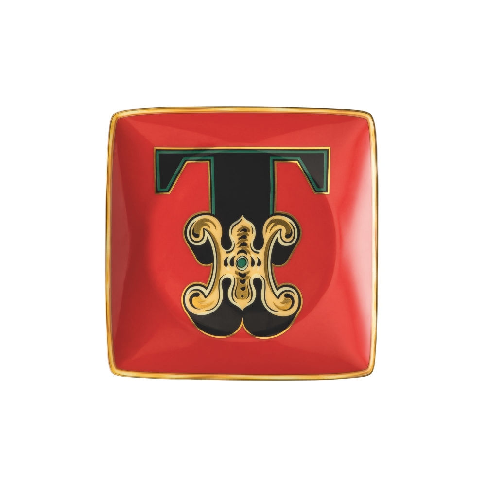 Rosenthal Versace Coppetta quadra piana Holiday Alphabet T cm. 12