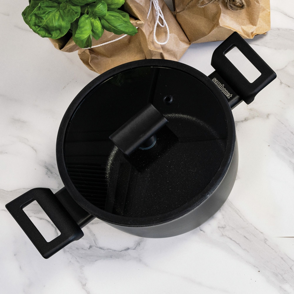 Sambonet Casseruola alta 2 manici antiaderente con coperchio Titan Pro diam. 20 cm
