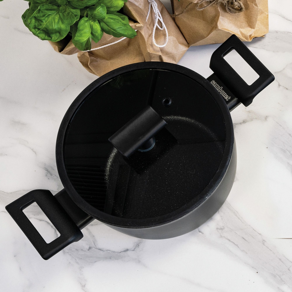 Sambonet Casseruola alta 2 manici antiaderente con coperchio Titan Pro diam. 24 cm