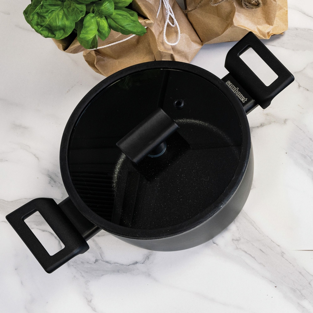Sambonet Casseruola alta 2 manici antiaderente con coperchio Titan Pro diam. 28 cm