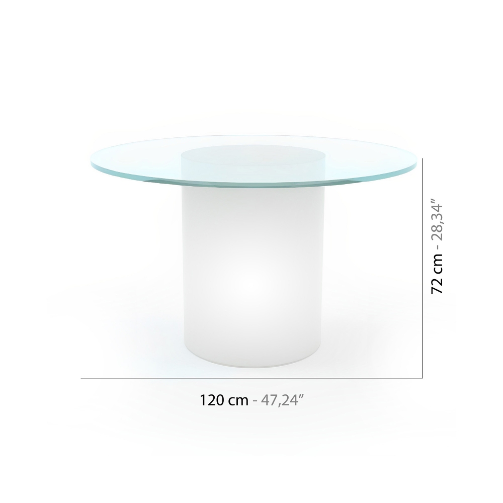 Slide Tavolo Arthur luminoso con piano in vetro diam. 120 cm
