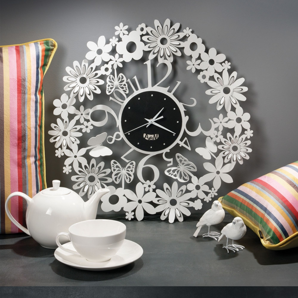 Arti e Mestieri Orologio da parete Margherite