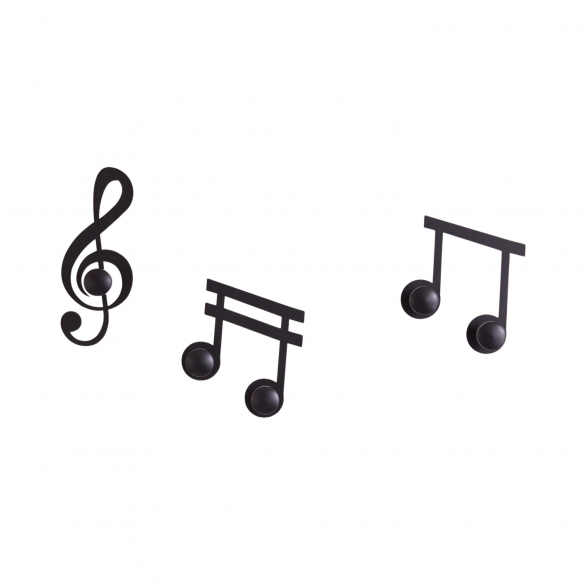 Arti e Mestieri Note Musicali 3 wall hooks set