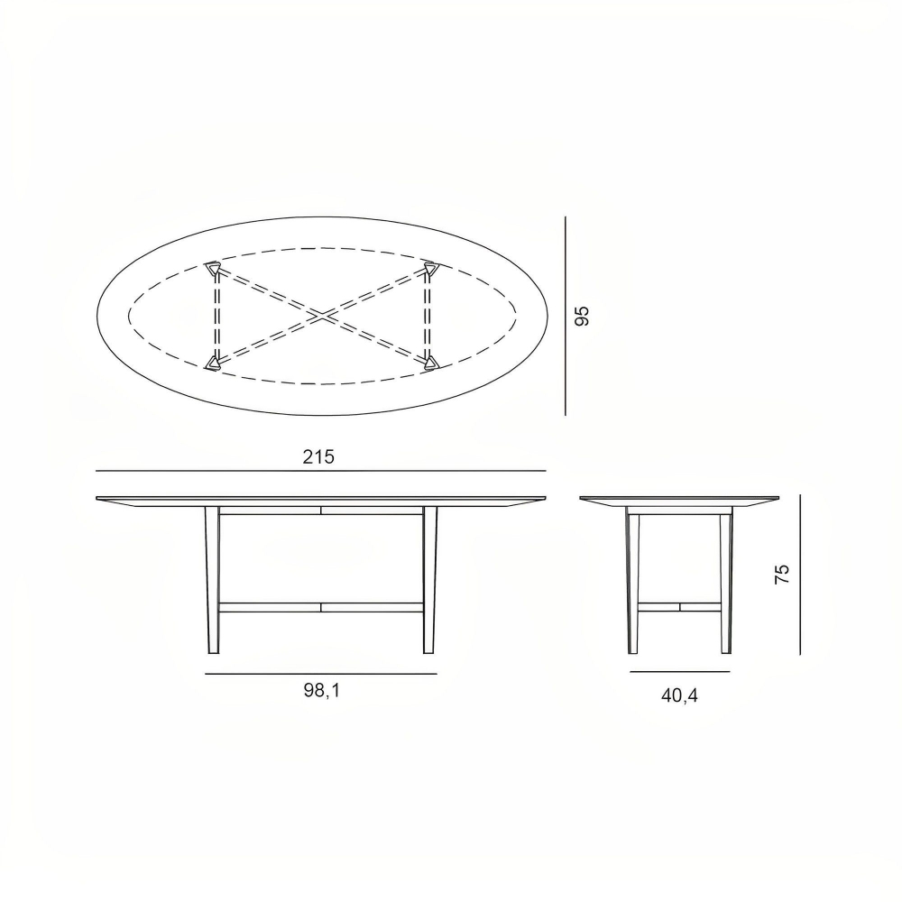 BBB Italia Luigi Filippo Oval table cm. 215x95