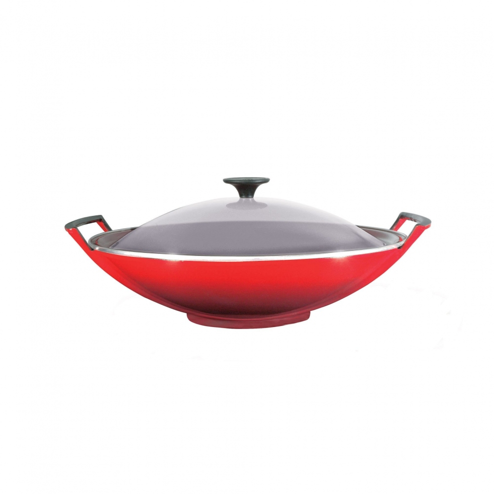 Le Creuset wok with glass lid diam....