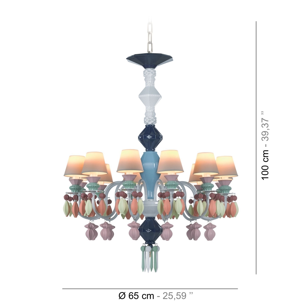 Lladrò Belle de Nuit 12-lights suspension lamp
