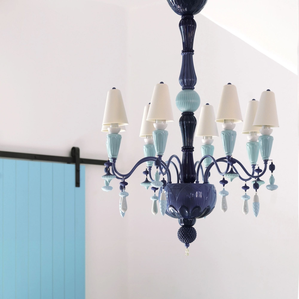 Lladrò Ivy and Seed 8 lights suspension lamp