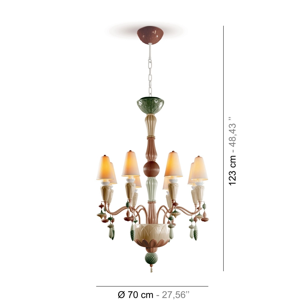Lladrò Ivy and Seed 8 lights suspension lamp