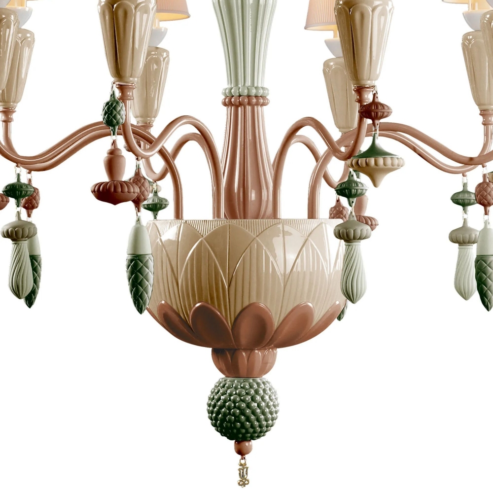 Lladrò Ivy and Seed 8 lights suspension lamp