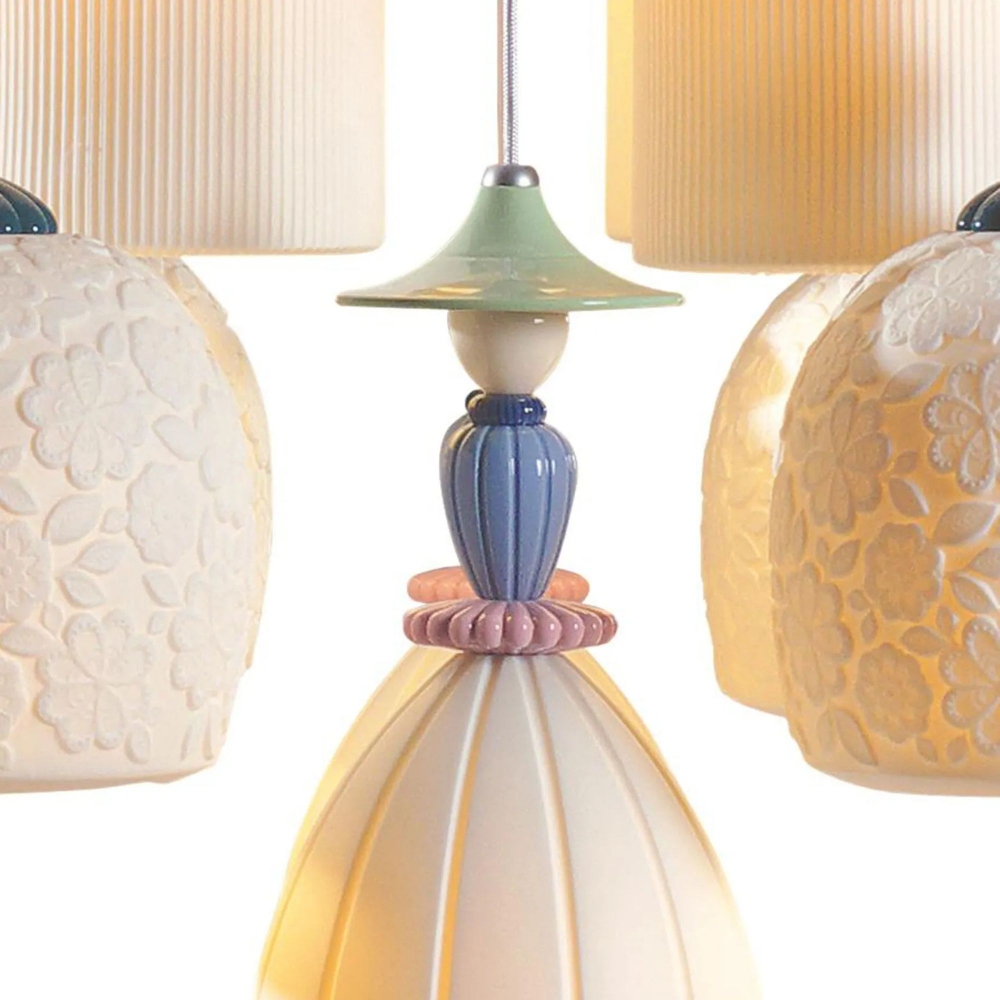 Lladrò Mademoiselle Walking Among The Blossoms Suspension Lamp