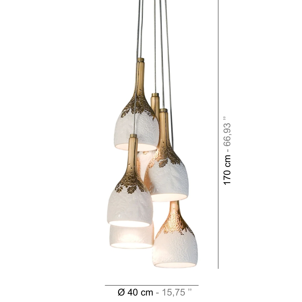 Lladrò Naturo 6-light suspension lamp
