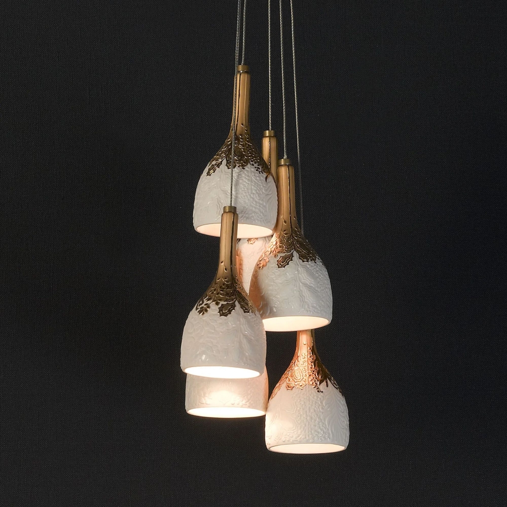 Lladrò Naturo 6-light suspension lamp