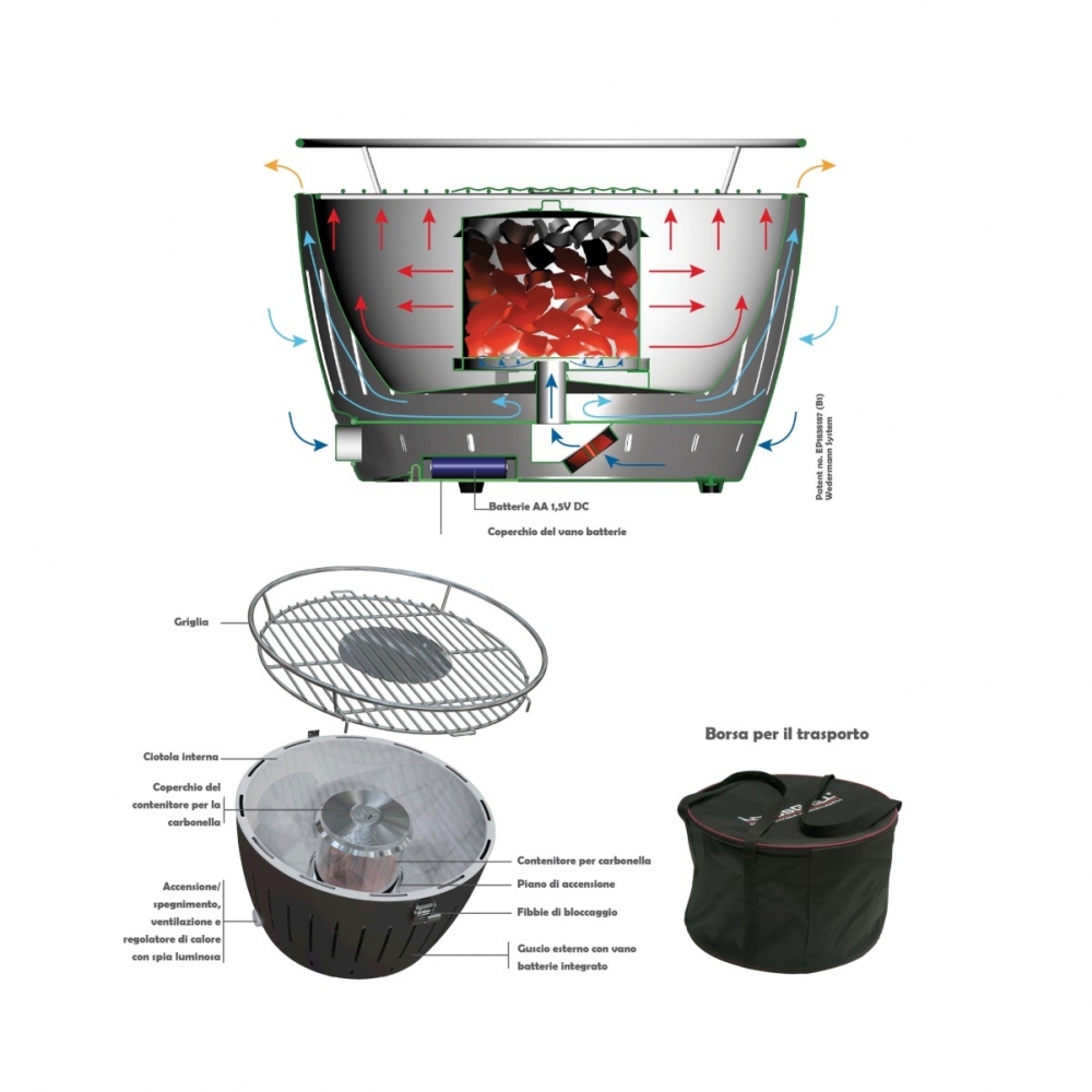Barbecue a carbone Lotusgrill USB XL