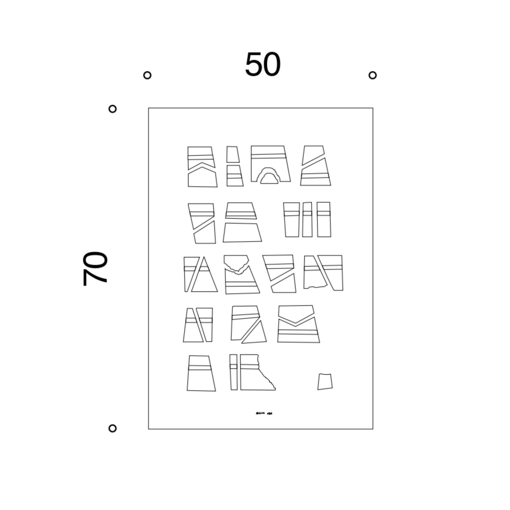 Danese Milano Serigrafia Scrittura Illeggibile di un Popolo Sconosciuto