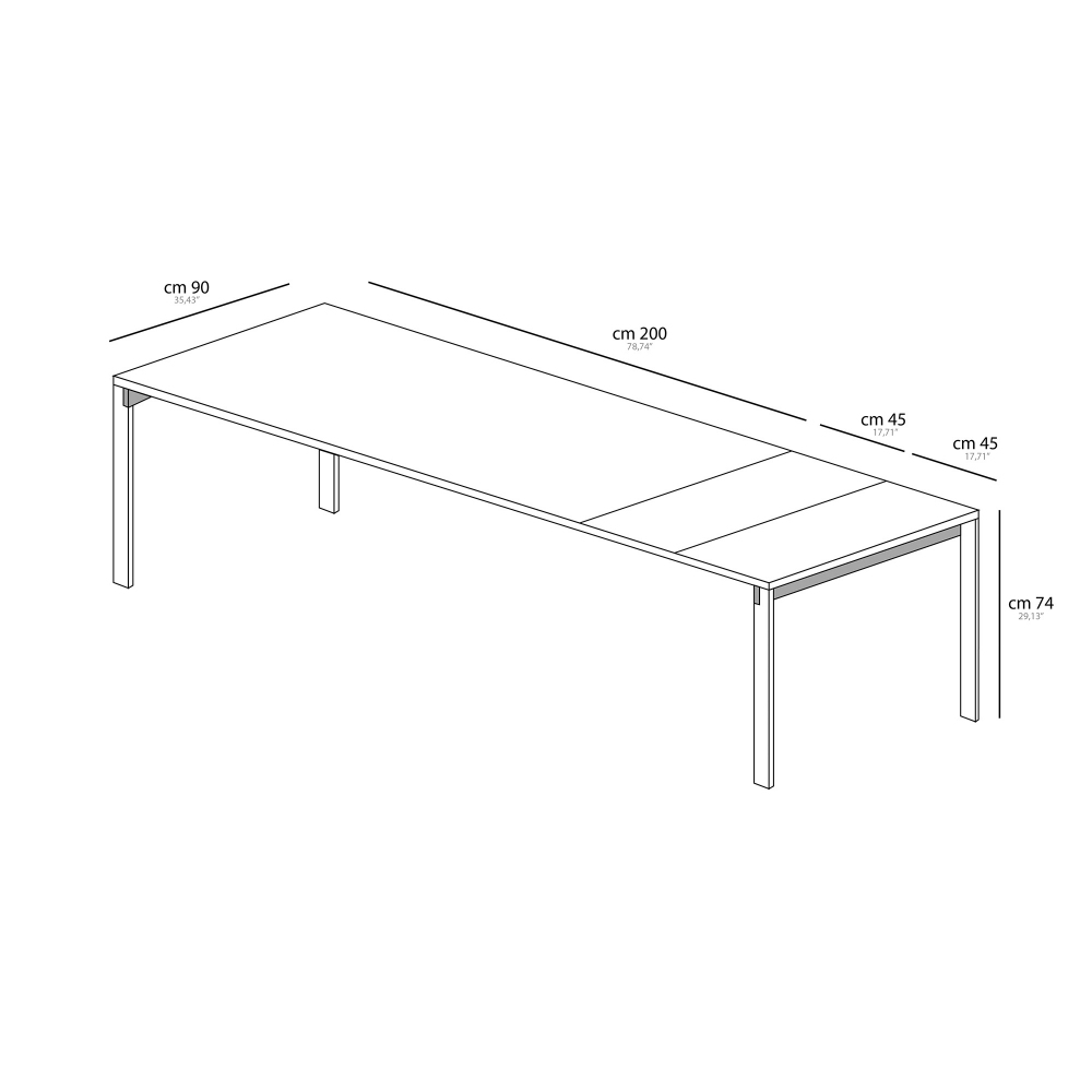 Desalto Tavolo Beam Allungabile cm 90x200 doppia prolunga (245/290)
