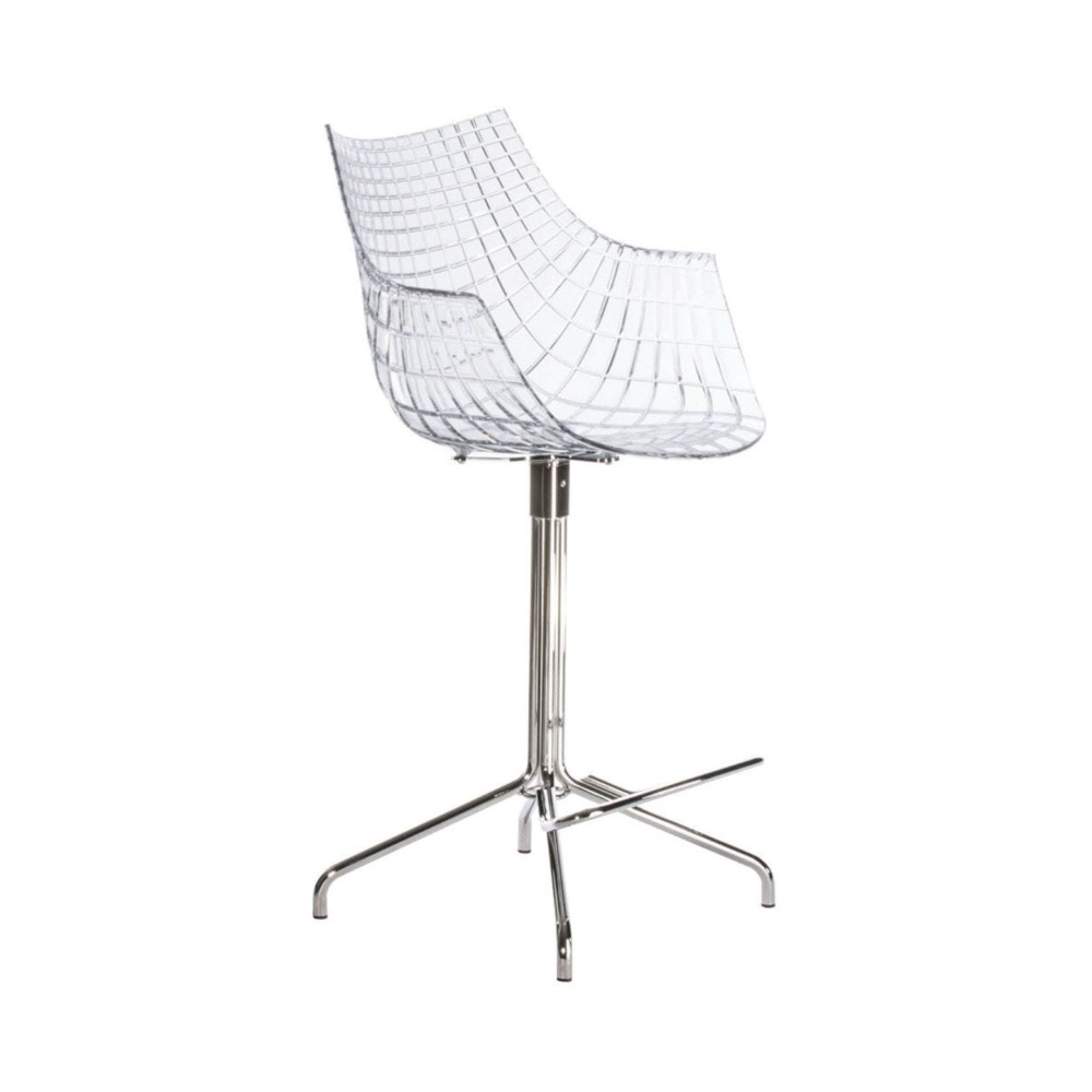 Driade Sgabello Meridiana Girevole Basso Struttura Acciaio Cromato