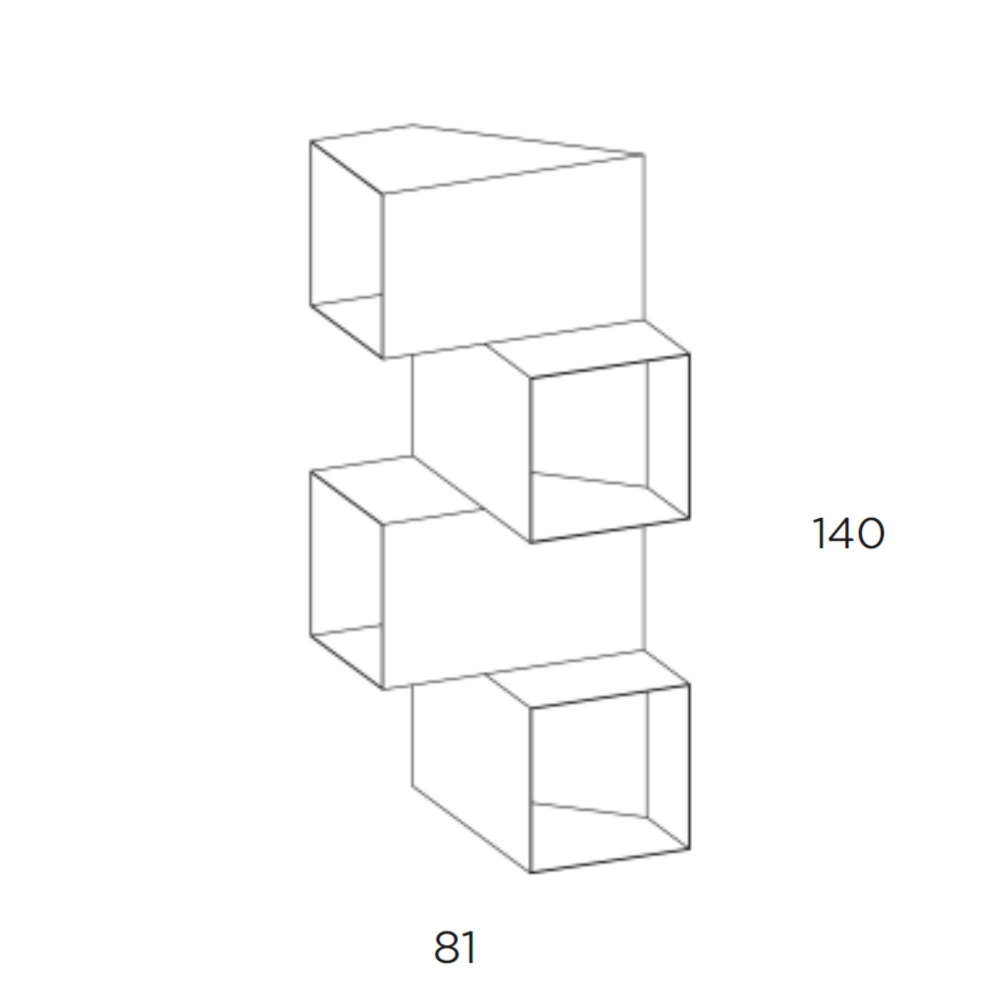 Mogg Contenitore da parete Cellula - Composizione 2 Bis (4 moduli)