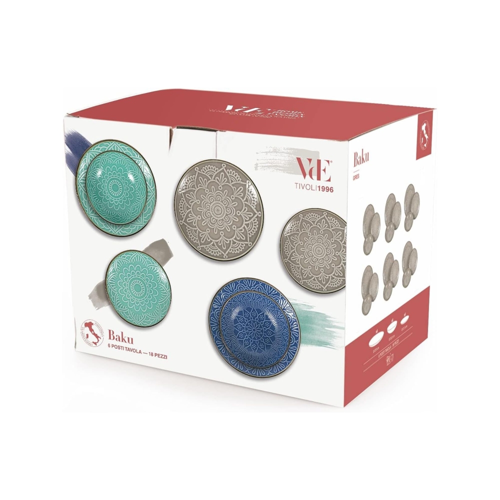 Villa D'este Home Tivoli Servizio 18 piatti Baku Grigio