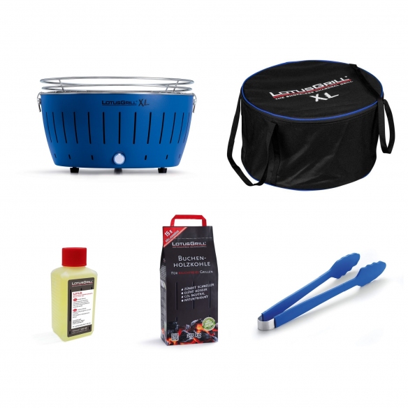 LotusGrill Bundle USB Barbecue XL + 1 tongs + 1 Gel 200 ml + 1 Charcoal 2.5 kg + Transport bag