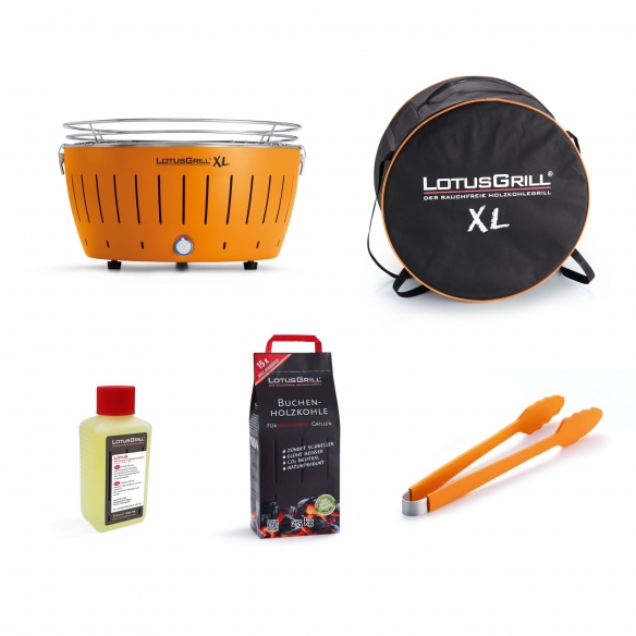 LotusGrill Bundle Barbecue USB XL + 1 pinza + 1 Gel 200 ml + 1 Carbonella 2.5 kg + Borsa da trasporto