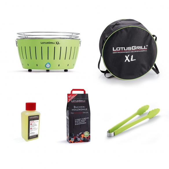 LotusGrill Bundle Barbecue USB XL + 1 pinza + 1 Gel 200 ml + 1 Carbonella 2.5 kg + Borsa da trasporto