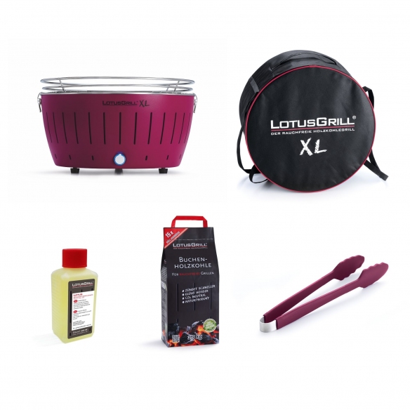 LotusGrill Bundle Barbecue USB XL + 1 pinza + 1 Gel 200 ml + 1 Carbonella 2.5 kg + Borsa da trasporto