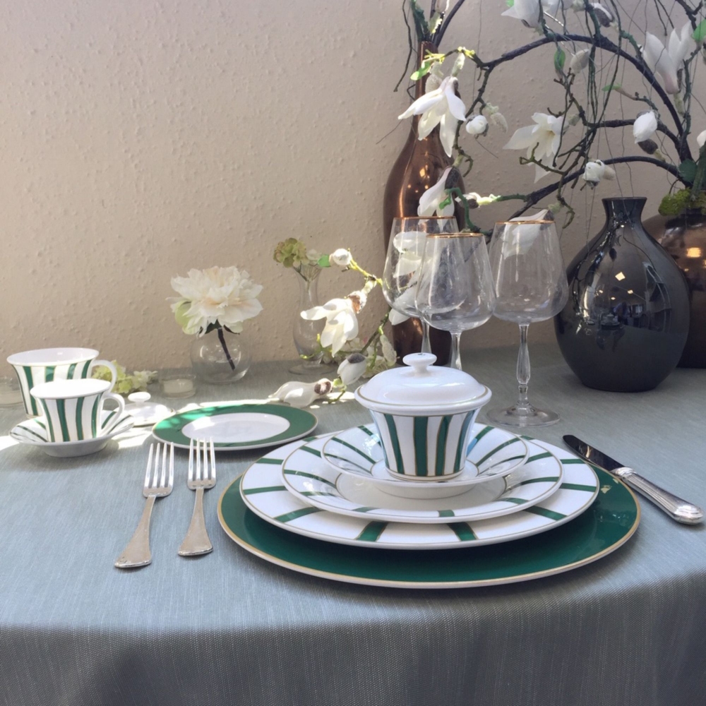 Geminiano Cozzi Coperchio per tazza da tè/cappuccino Striche Verdi e Oro cm. 10