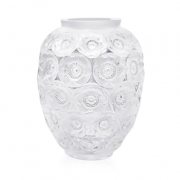 Lalique Vaso grande in cristallo Anemones Incolore