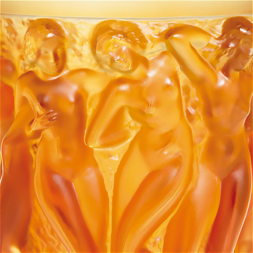 Lalique Bacchantes Amber crystal vase