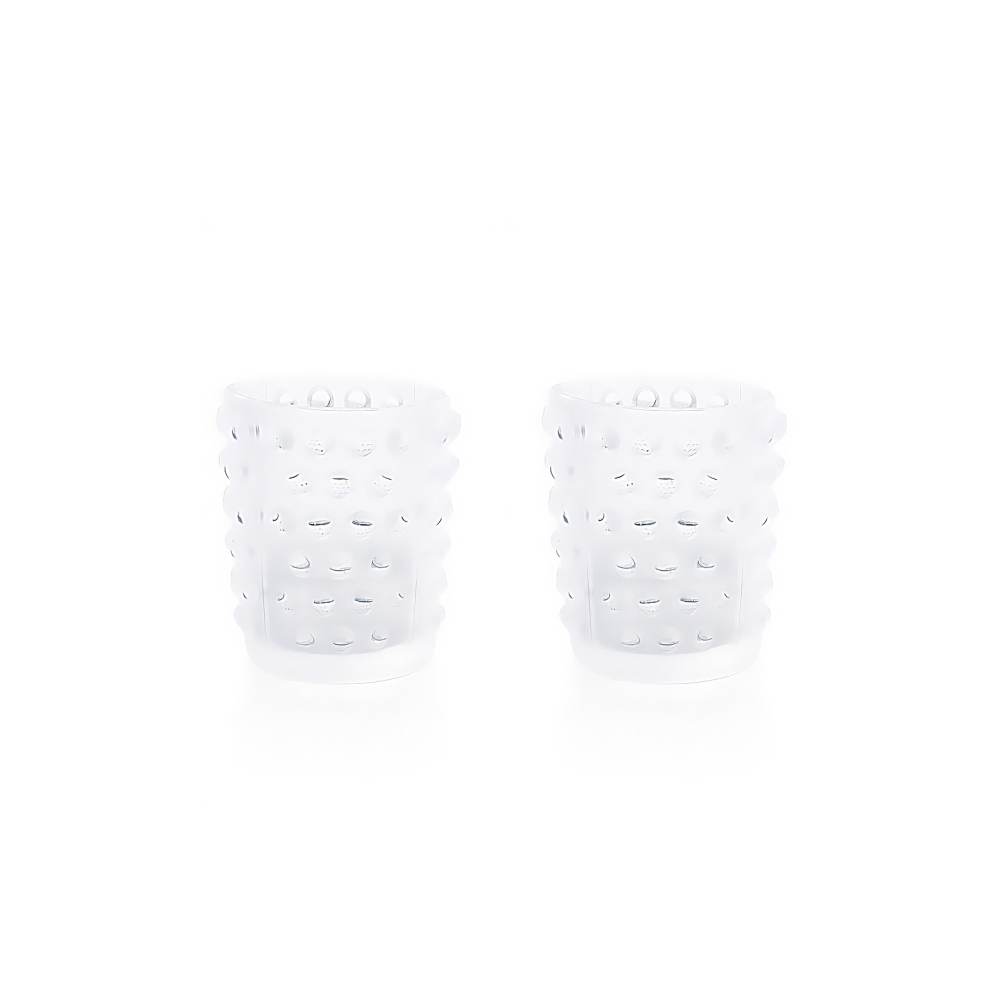 Lalique set of 2 Mossi Clear candle...
