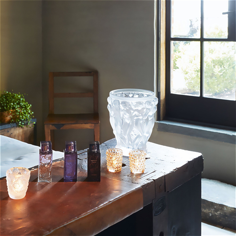 Lalique Mossi Clear candle holder