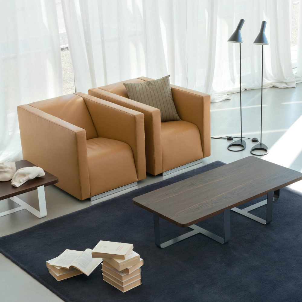 Meme Design Tavolino doppio Inn cm. 60x130x30h - Top in legno rovere fumè