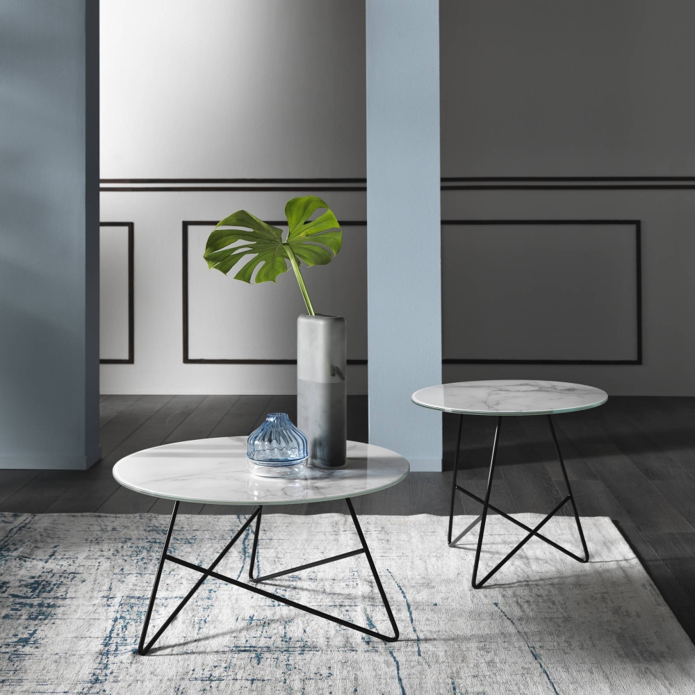 Meme Design Ermione Round coffee table cm. 65x35h - Glass top