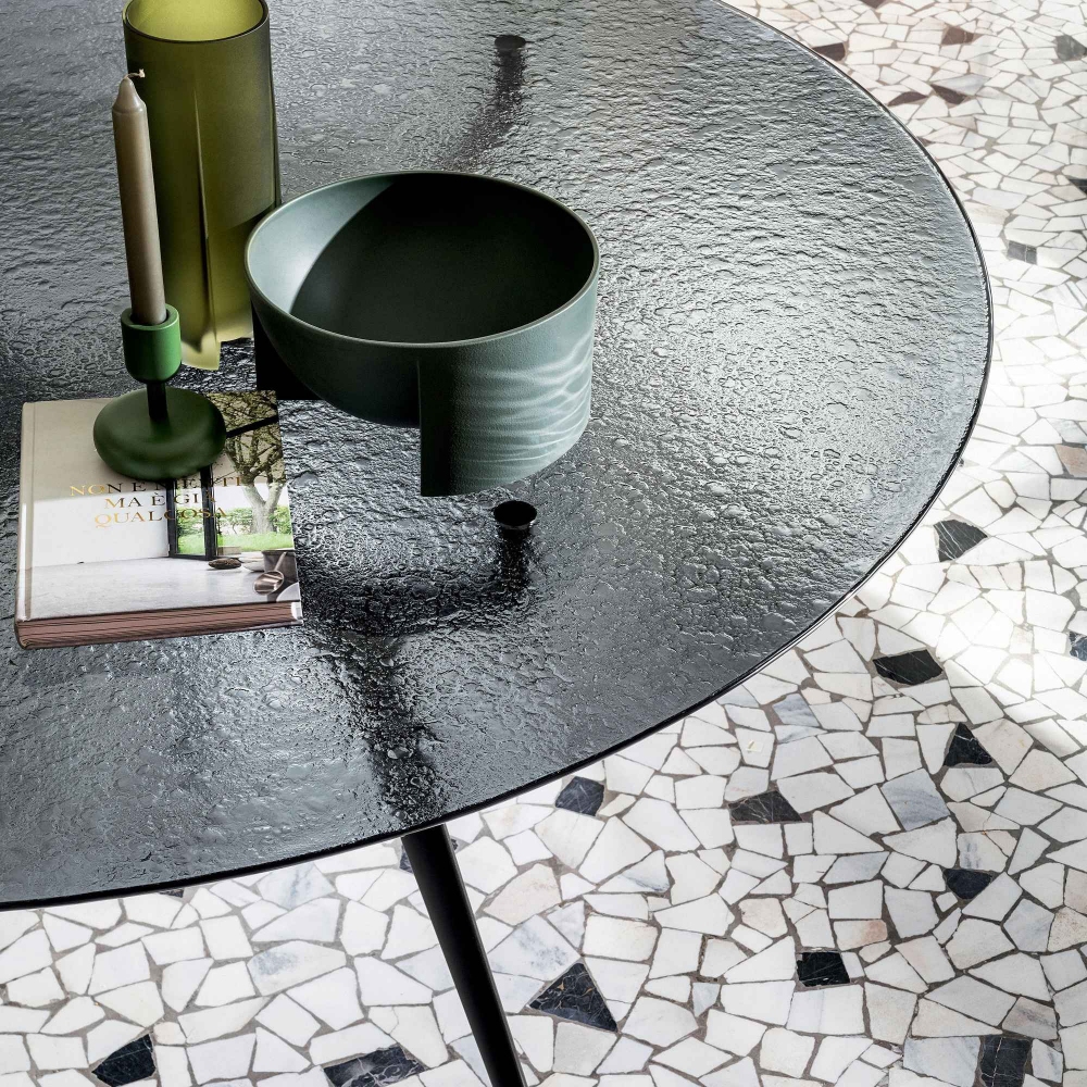 Sovet Arkos Shaped rectangular table - Liquid Glass top