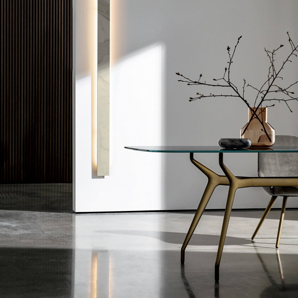 Sovet Tavolo Arkos Shaped rectangular - Top in Net Glass