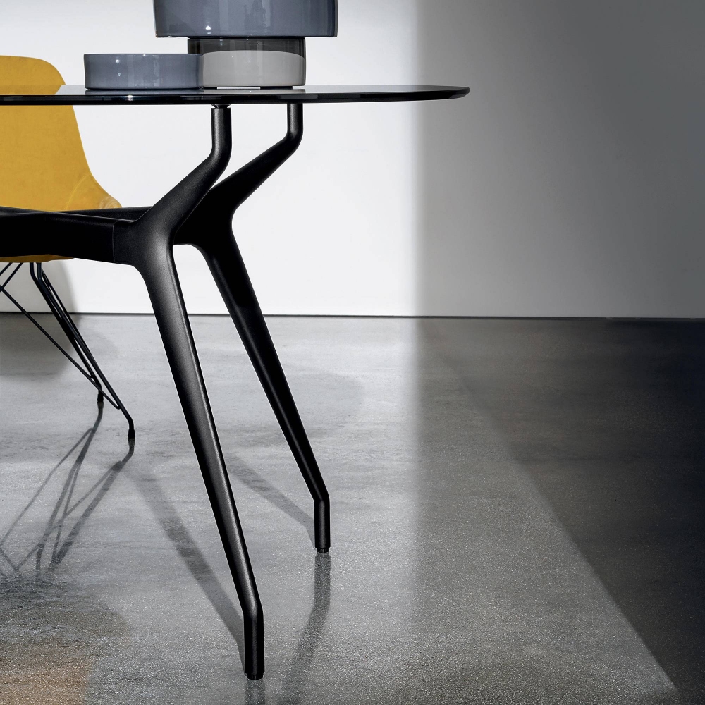 Sovet Arkos Shaped rectangular table - Net Glass top