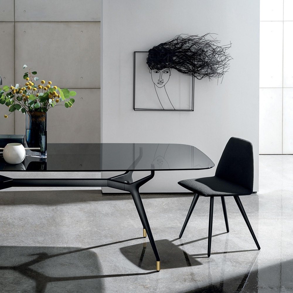 Sovet Arkos Shaped rectangular table - Glass top