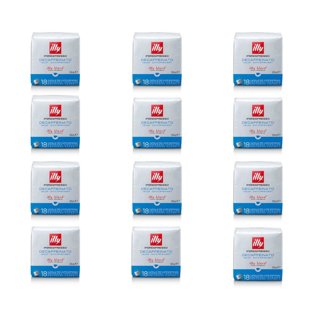 Illy 12 packs of 18 Decaffeinated Iperespresso coffee capsules