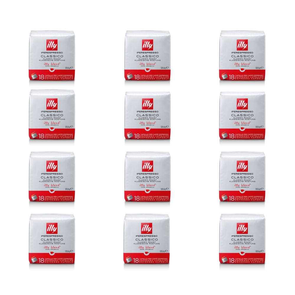 Illy 12 pacchi da 18 capsule caffè Iperespresso tostato Classico