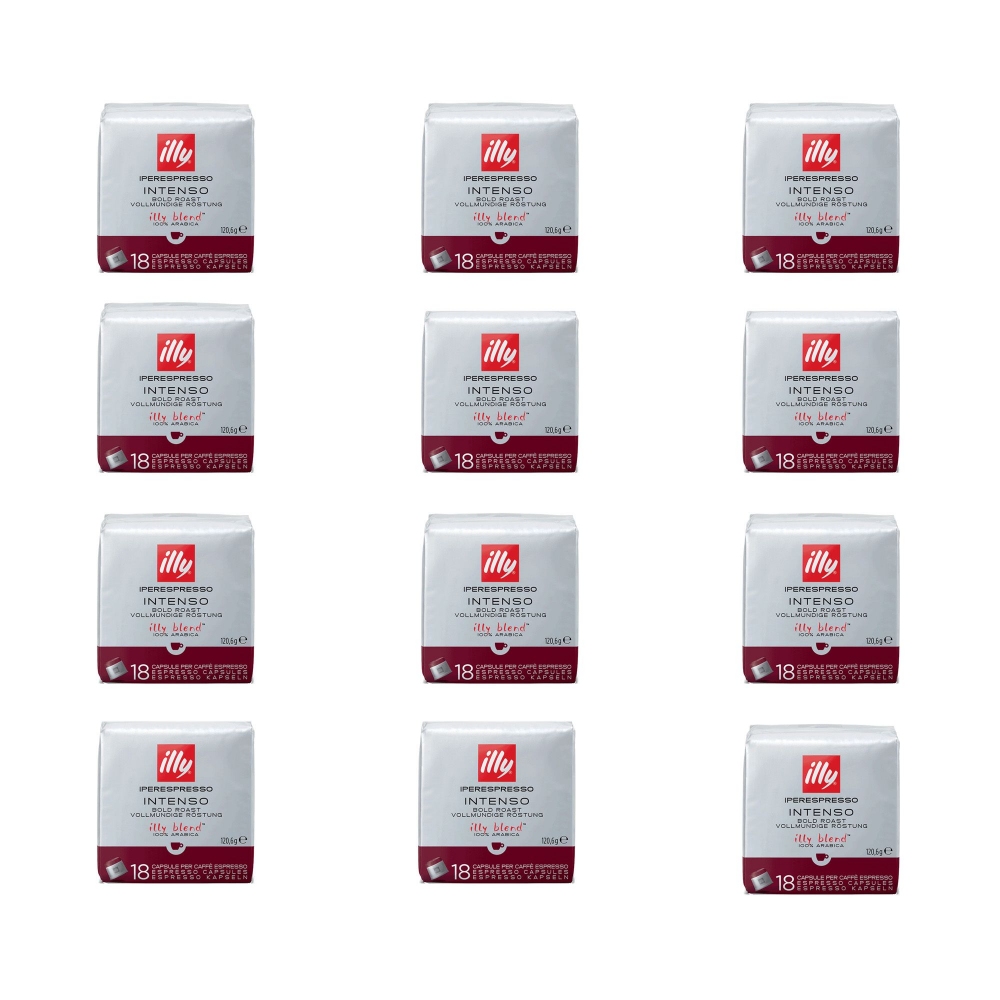 Illy 12 pacchi da 18 capsule caffè Iperespresso tostato Intenso