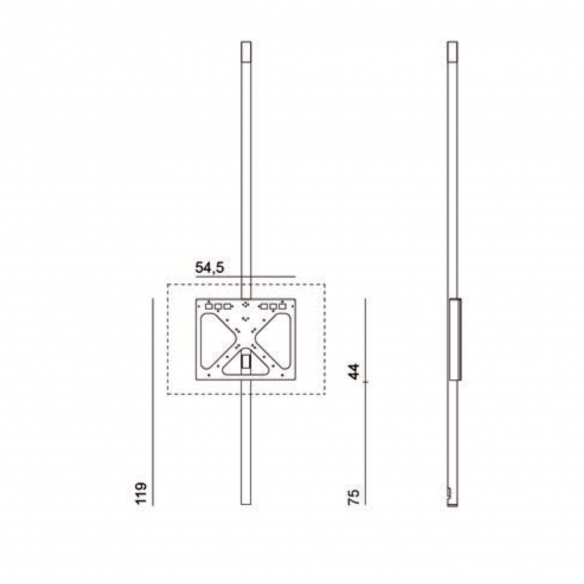 Desalto Porta TV Sail 307 con piantana girevole a soffitto - Posizionamento TV h. 119