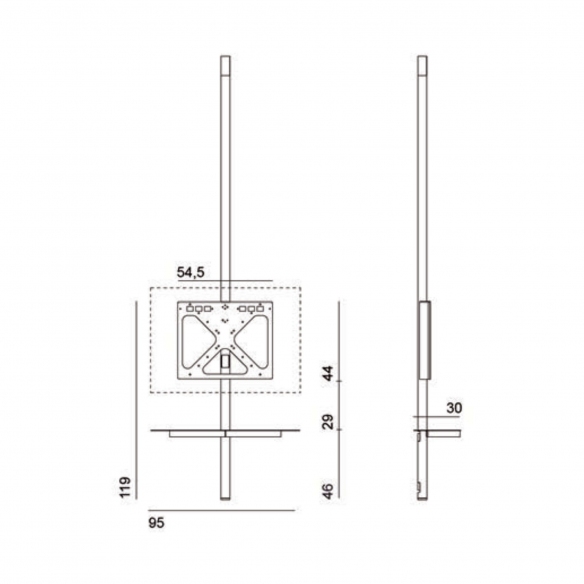 Desalto Porta TV Sail 307 con piantana girevole a soffitto - Posizionamento TV h. 119 e mensola inclusa