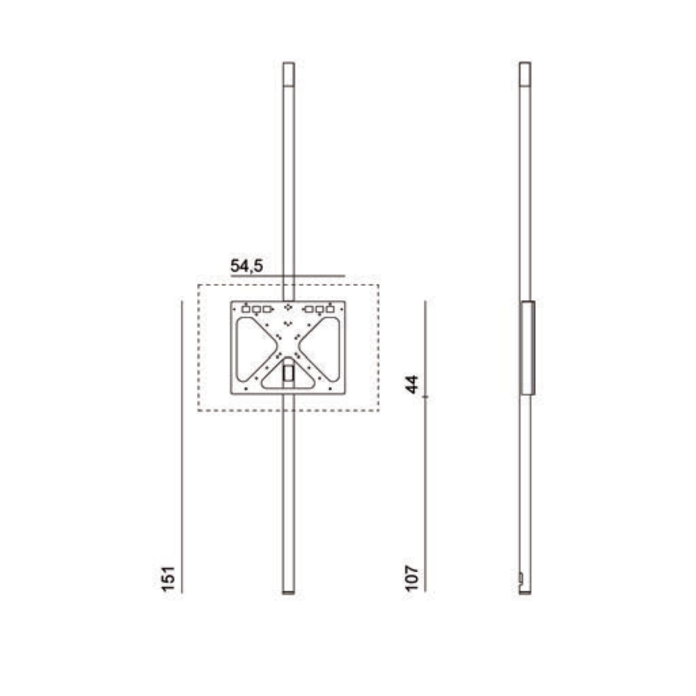 Desalto Porta TV Sail 307 con piantana girevole a soffitto - Posizionamento TV h. 151
