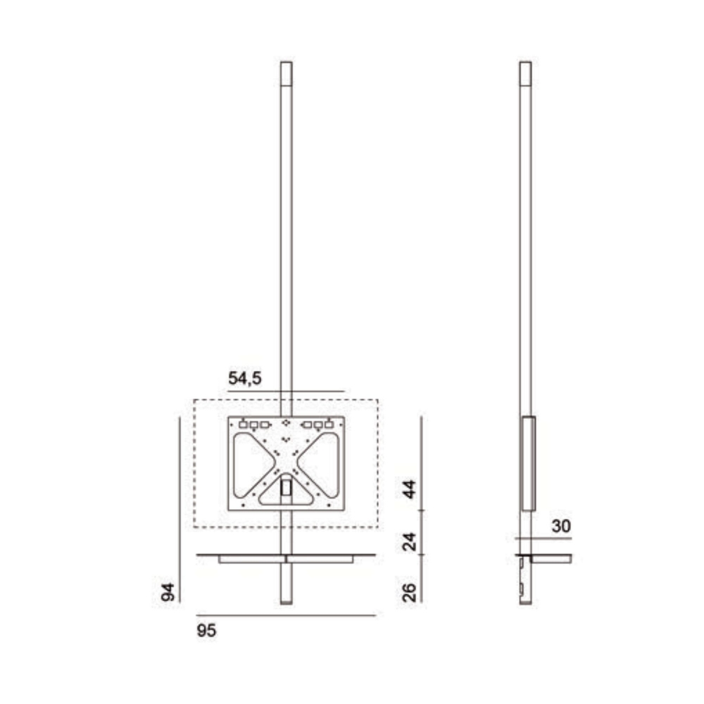 Desalto Sail 307 TV stand with rotating ceiling support - TV positioning h. 94 and shelf included
