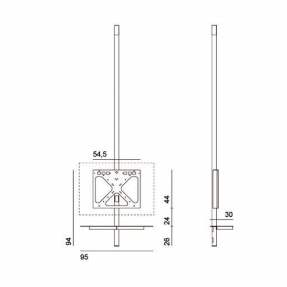 Desalto Porta TV Sail 307 con piantana girevole a soffitto - Posizionamento TV h. 94 e mensola inclusa