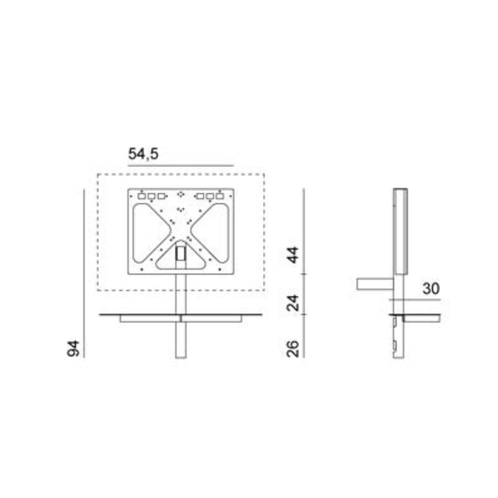 Desalto Porta Tv Sail 304 con fissaggio posteriore a parete h 94 cm (TV max 55'') - Mensola inclusa