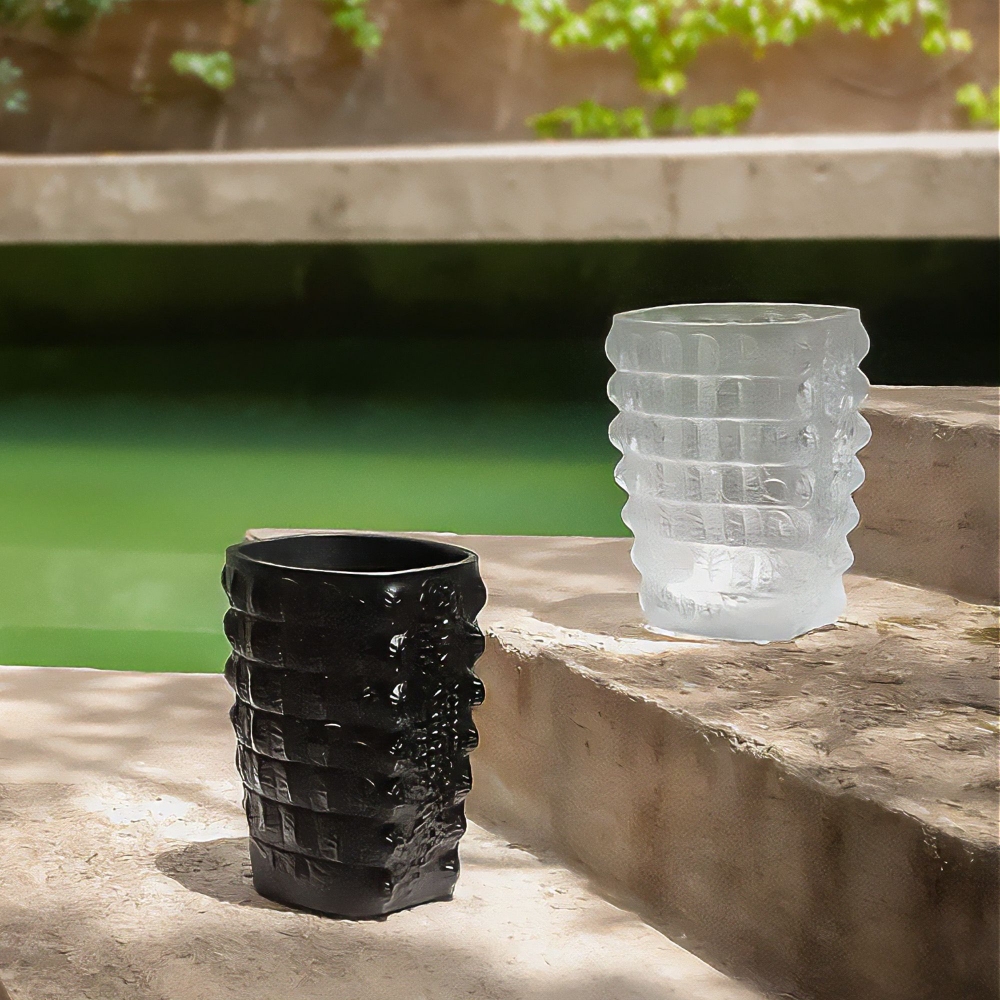 Lalique Croco Black crystal vase