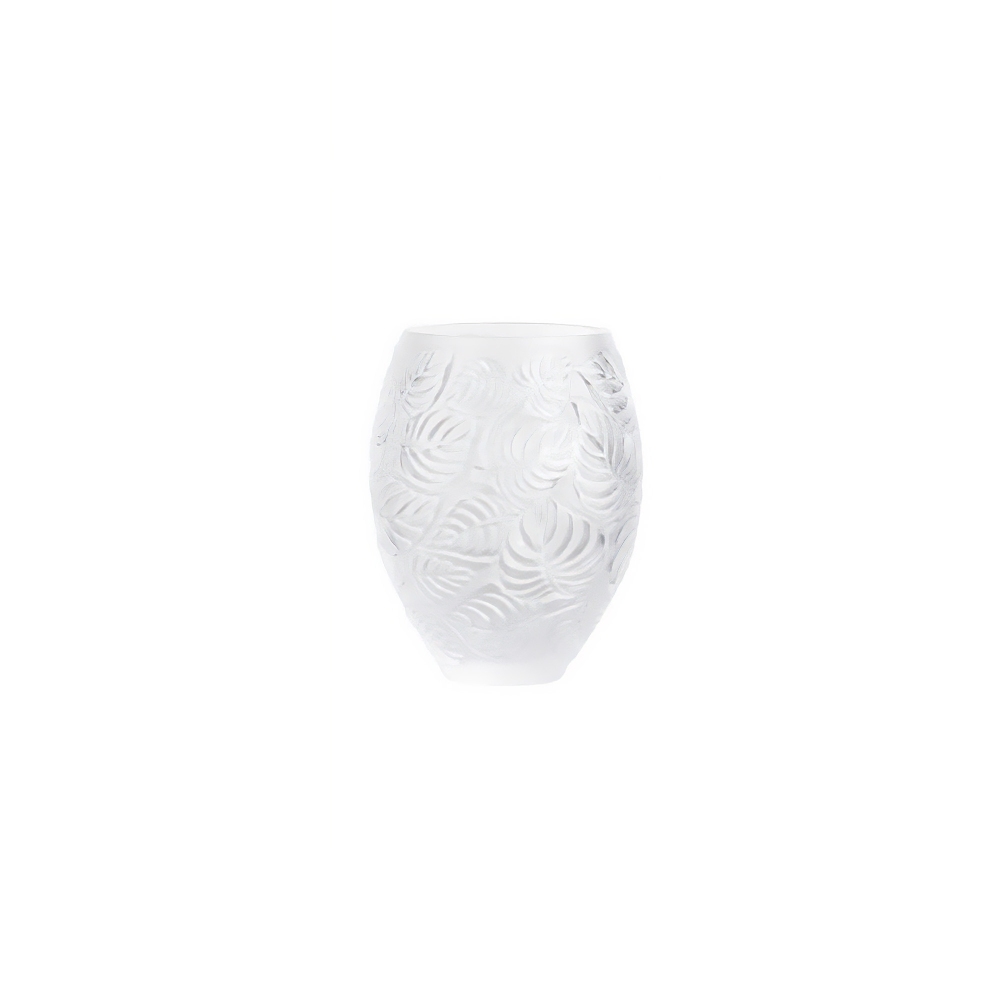 Lalique Feuilles Clear crystal vase
